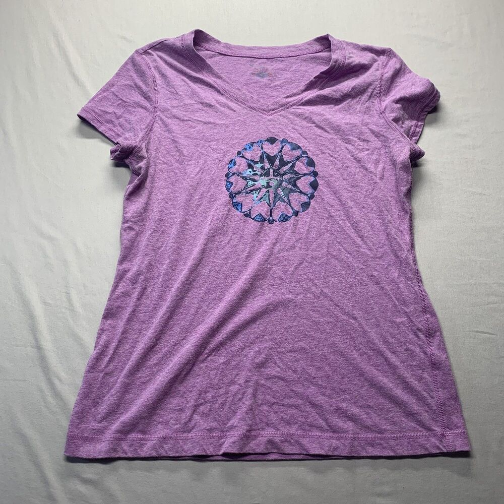 Tek-Gear Women's Fitted T-shirt, Purple, Blue accents, Medium